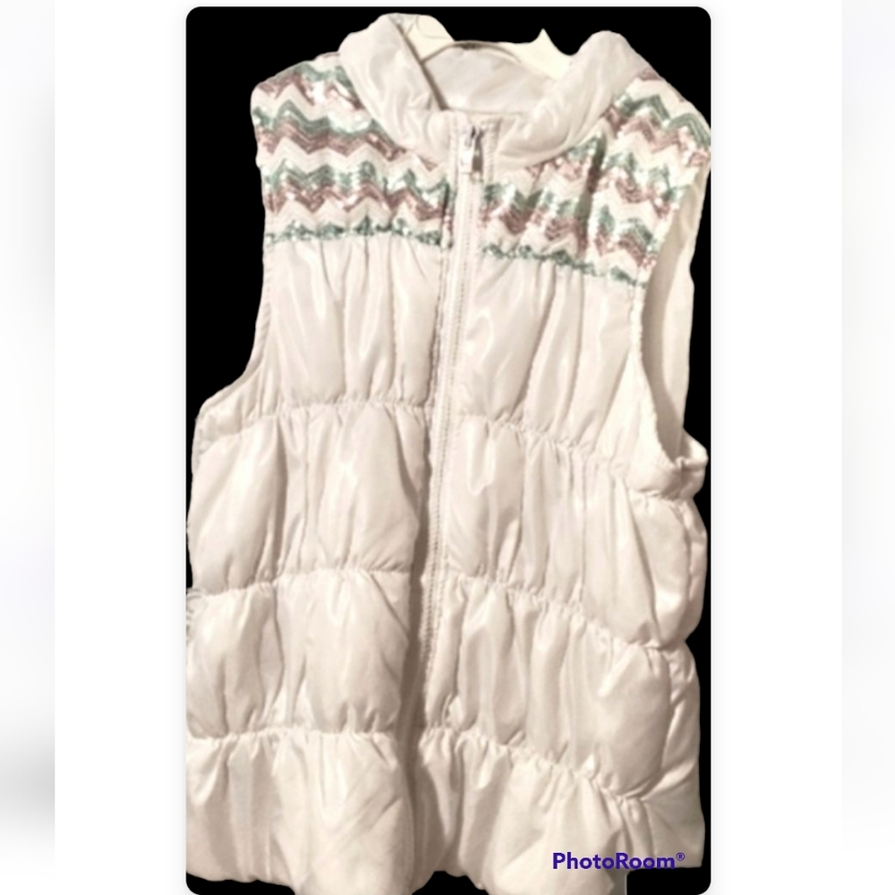 Xl girls white sequins puffer vest